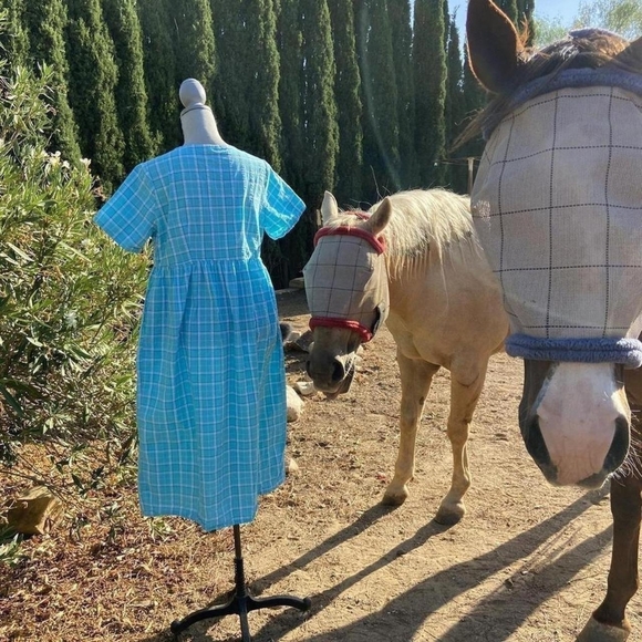 Woman Within Turquoise Plaid Midi Dress Women's Size 14W - Picture 6 of 6